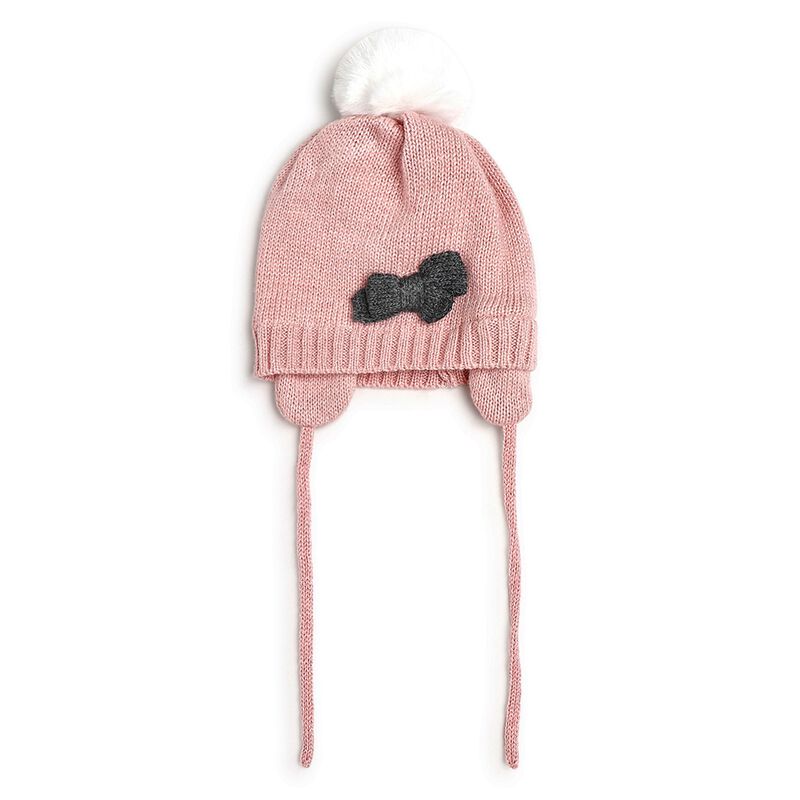 Girls Medium Pink Cap with Scarf image number null